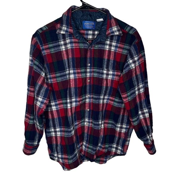 Vintage Pendleton Wool Plaid Button Down Shirt Made In USA Medium - Picture 1 of 4
